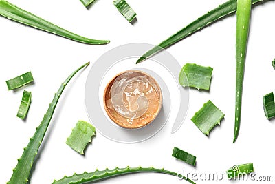 Flat lay composition with aloe vera Stock Photo