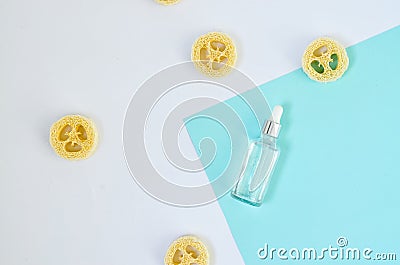 Flat lay composition with cosmetic products on color background Stock Photo