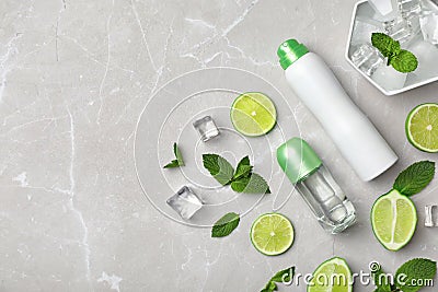 Flat lay composition with different deodorants Stock Photo
