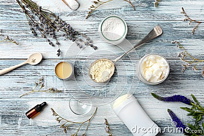 Flat lay composition with homemade deodorant Stock Photo