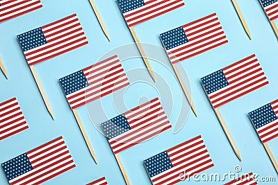 Flat lay composition of USA flags. Happy Independence Day Stock Photo