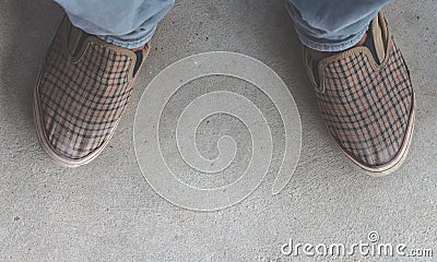 Flat lay leg and shoes beautiful tone Stock Photo