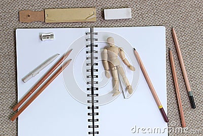 Flat lay style art and sketching concept Stock Photo