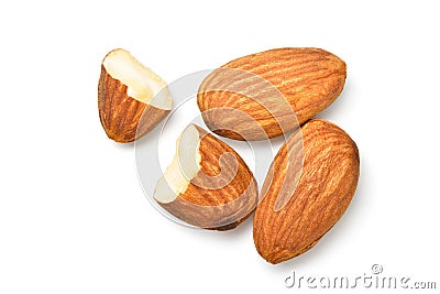 Close-up Almond seeds with cracked Stock Photo