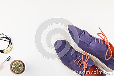 Overhead view of woman casual outfit Stock Photo