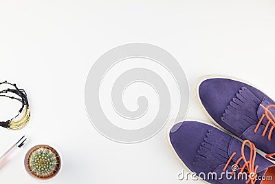 Overhead view of woman casual outfit Stock Photo