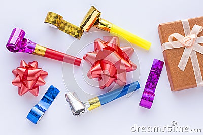 Flat layout items,the concept of a birthday Stock Photo