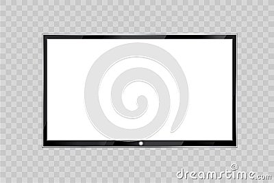 Flat led monitor of computer or black photo frame isolated on a transparent background. Vector blank screen lcd, plasma, panel or Stock Photo