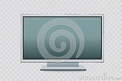 Flat led monitor of computer or black photo frame isolated on a transparent background. Vector blank screen lcd, plasma, panel or Stock Photo