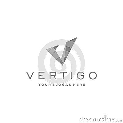 flat letter mark initial V VERTIGO logo design Vector Illustration