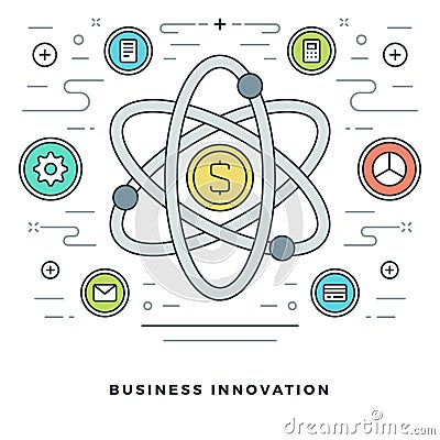 Flat line Business Innovations or Research Concept. Vector illustration. Vector Illustration