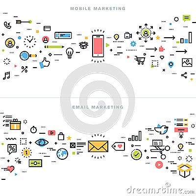 Flat line design concepts for corporate marketing Vector Illustration