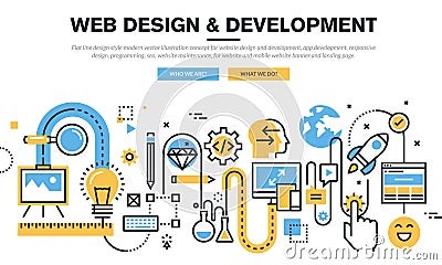 Flat line design vector illustration concept for website design and development Vector Illustration