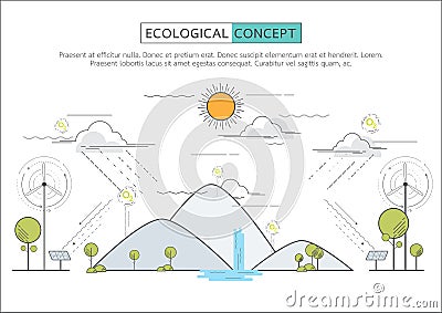 Flat line eco concept. Vector Illustration