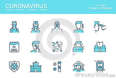 Flat line filed icons design-Coronavirus 2 Vector Illustration