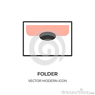 Flat line folder icon directory file sign vector Vector Illustration