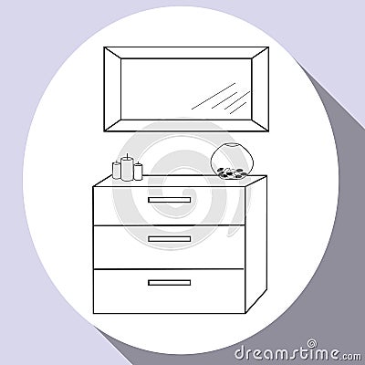 Flat line icon design hand drown - furniture in Living room Stock Photo