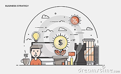 Flat Line Modern Concept Illustration Vector Illustration