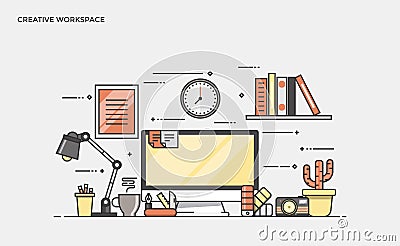 Flat Line Modern Concept Illustration Vector Illustration