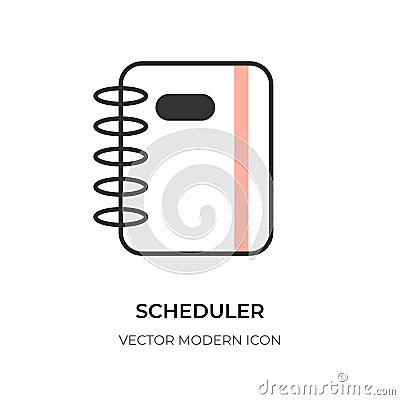 Flat line scheduler icon business planner vector Vector Illustration