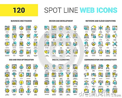 Flat Line Web Icons Vector Illustration