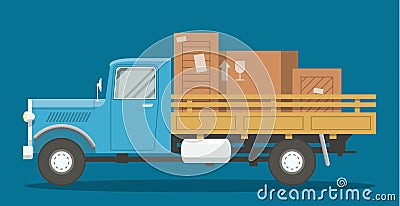 Flat loaded truck Vector Illustration