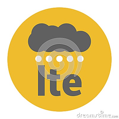 Flat LTE logo with signal dots and cloud Vector Illustration