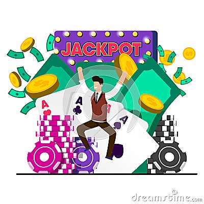 Flat Luck Win Casino Jackpot Vector Illustration. Vector Illustration