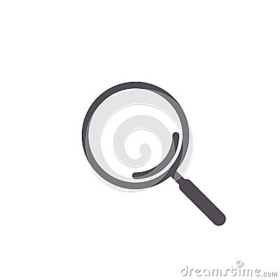 Flat magnifier icon with lens flare on glass. Loupe tool vector search sign Vector Illustration