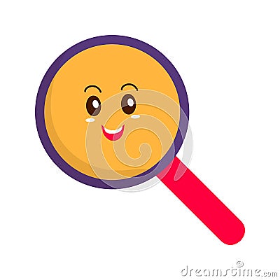 Flat Magnifying Glass Cartoon Character Over White Stock Photo