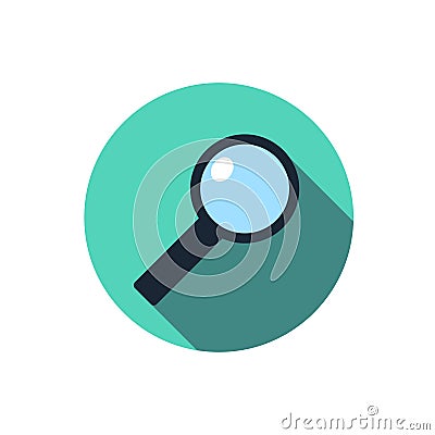 Flat magnifying glass icon. Stock Photo