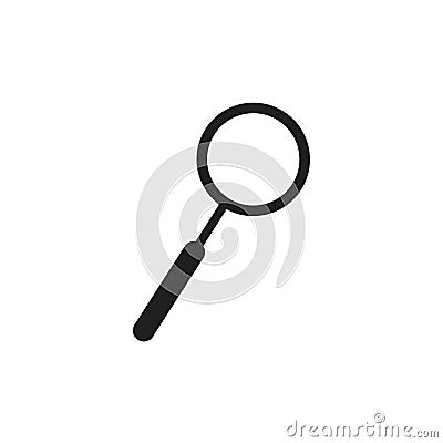 Flat magnifying glass icon on white background. Vector Illustration