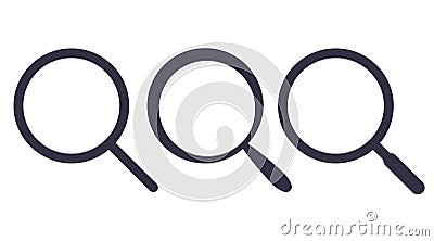 Flat magnifying glass icons. Loupe tool vector search sign Vector Illustration