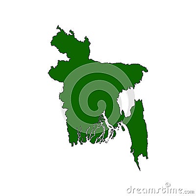 Flat Map of Bangladesh Icon Vector Illustration Bangladesh Map Vector Illustration