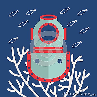 Flat Marine Icon Vector Illustration