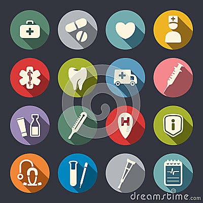 Flat medical icons Vector Illustration