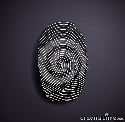 Flat metallic logo fingerprint. Vector Illustration