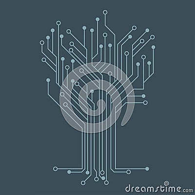 Microelectronics Circuits. Blue circuit board vector background. Vector Illustration