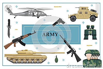 Flat Military And Army Concept Vector Illustration