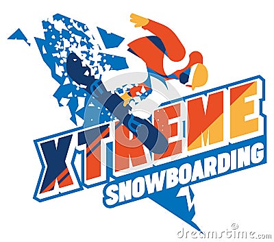 Freeride snowboarder in motion. Sport logo or emblem Vector Illustration