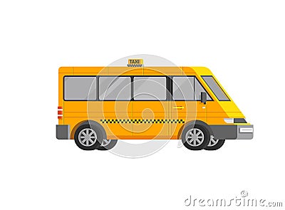 Flat Minibus Taxi Vector Illustration