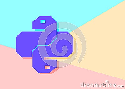 Flat minimalism pastel colored python code icon. Trendy snake vector symbol for web site development or button to mobile app. Vector Illustration