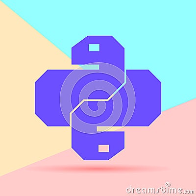 Flat minimalism pastel colored python code icon. Trendy snake ve Cartoon Illustration