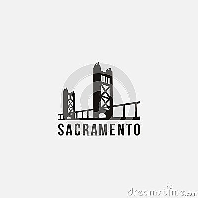 Flat Minimalist Sacramento Bridge bridge logo vector template Vector Illustration