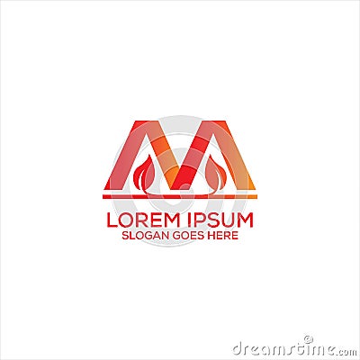 Flat minimalistic awesome gradient M letter logo design template vector eps Vector Illustration