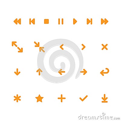 Flat mobile player controls and arrows web app icons Stock Photo