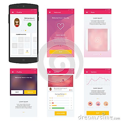 Flat Mobile Web UI Concept for mobile Vector Illustration