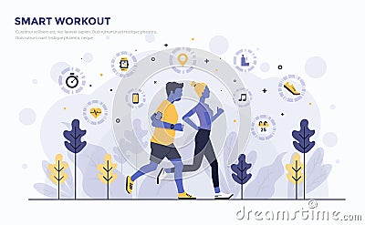 Flat Modern Concept Illustration - Smart Workout Vector Illustration