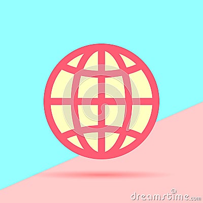 modern trand globe planet icon on blue and pink background Vector Illustration