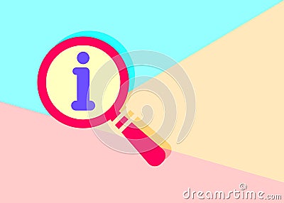 flat modern trand magnifying glass with flat info icon on blue a Vector Illustration